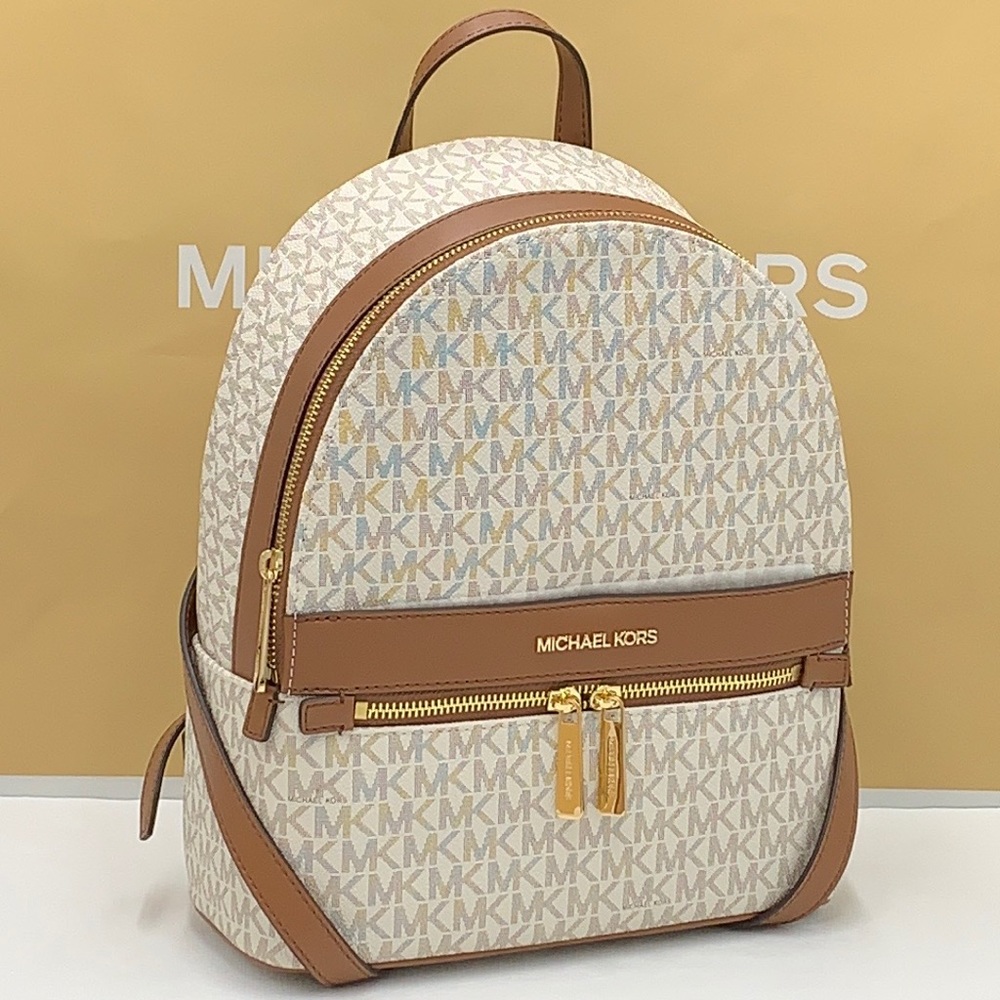 MICHAEL KORS Kenly Medium Backpack Signature Vanilla Bag - Picture 15 of 16